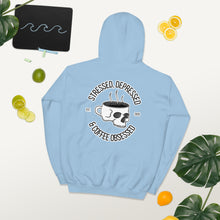 Load image into Gallery viewer, Stressed, Depressed &amp; Coffee Obsessed Pullover Hoodie
