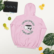 Load image into Gallery viewer, Stressed, Depressed &amp; Coffee Obsessed Pullover Hoodie
