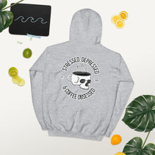 Load image into Gallery viewer, Stressed, Depressed &amp; Coffee Obsessed Pullover Hoodie
